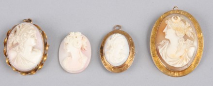 Appraisal: One cameo pin pendant KY x mm shell cameo bezel