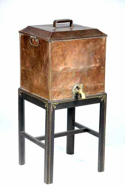 Appraisal: th Century Copper Drinks Dispensercopper and brass square drinks dispenser