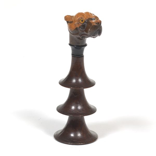 Appraisal: CARVED WOOD CANE HANDLE IN THE FORM OF A DOG