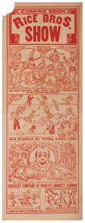 Appraisal: Rice Brothers Show Erie Erie Lithography ca Pictorial broadside for