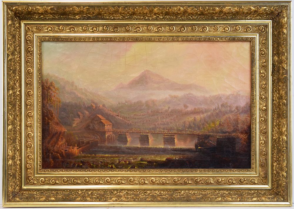 Appraisal: Style of Sanford Gifford Mountain Vista Oil on Canvas Style