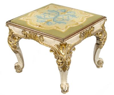 Appraisal: A th century rectangular stool with a drop-in needlework seat