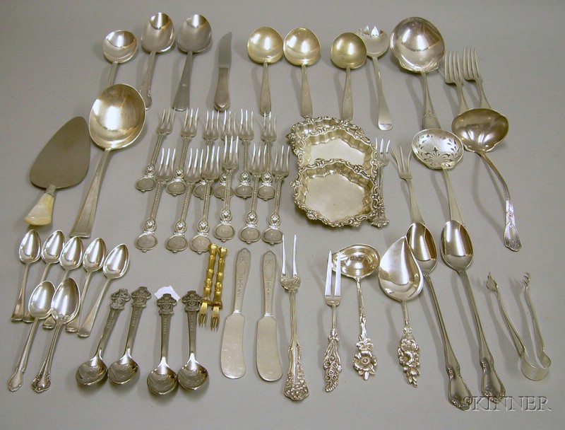 Appraisal: Group of Sterling and Silver Plated Flatware including sterling ladle