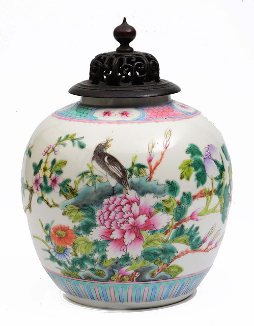 Appraisal: A Chinese polychromed ginger jarGuangxu - painted in coloured enamels