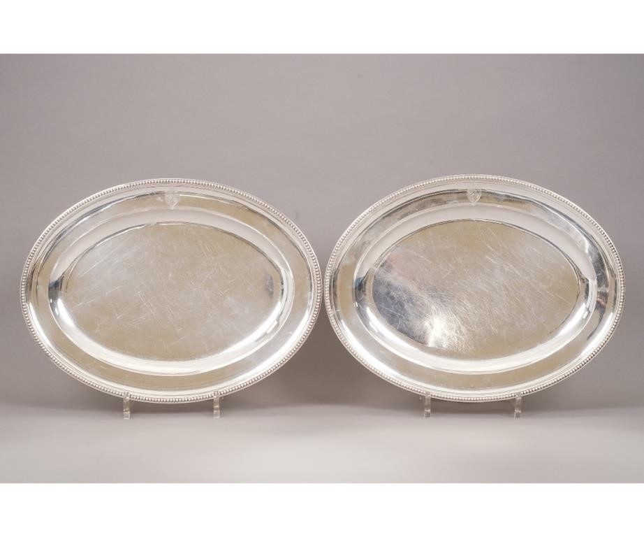 Appraisal: Pair of English silver oval platters bearing the makers marks