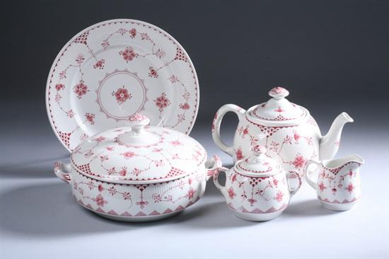 Appraisal: -PIECE ENGLISH IRONSTONE DINNER SERVICE Furnivals Denmark-Pink and Franciscan Erica