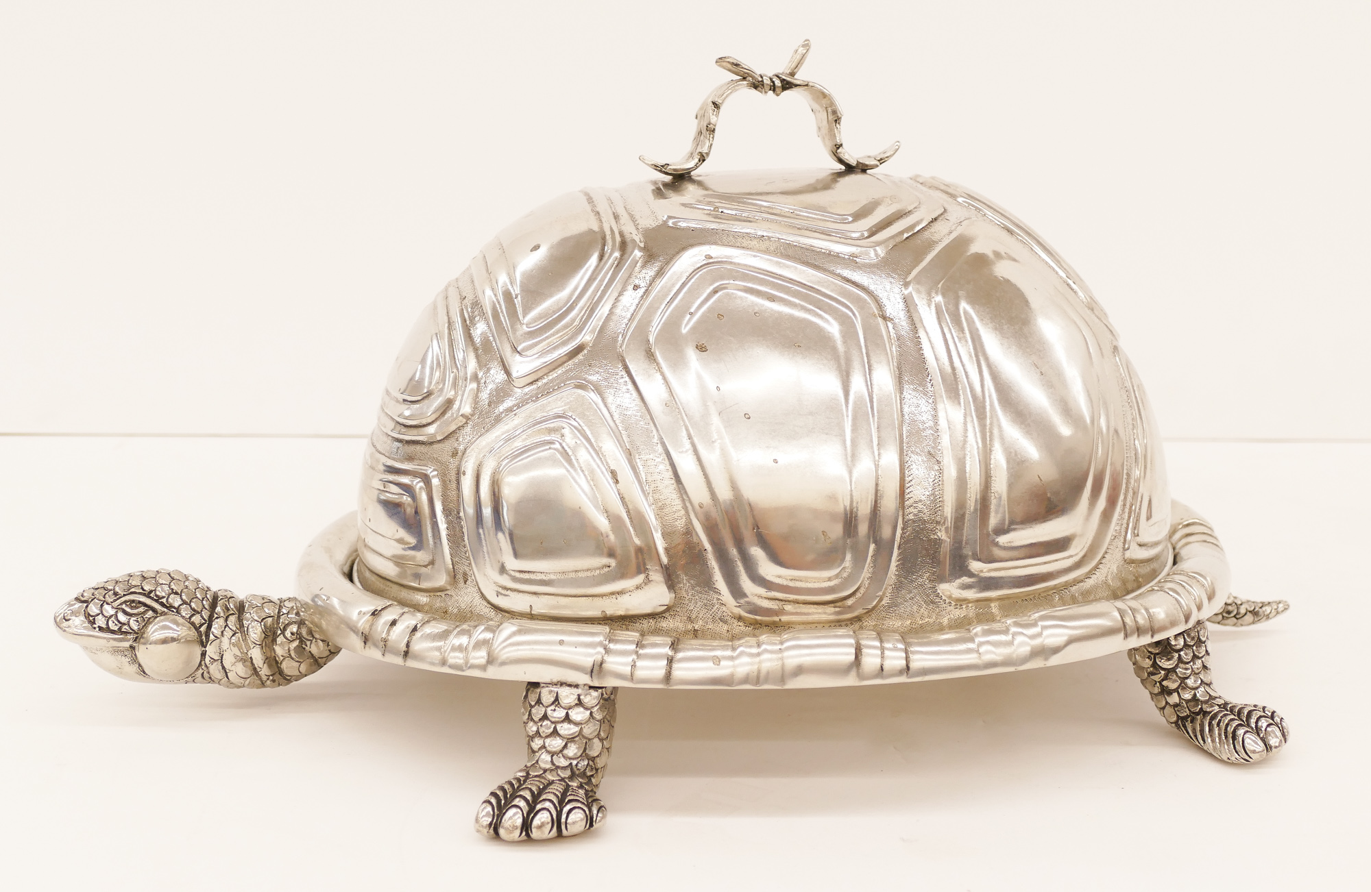 Appraisal: Italian Figura Piero Pewter Turtle Covered Server x A fine