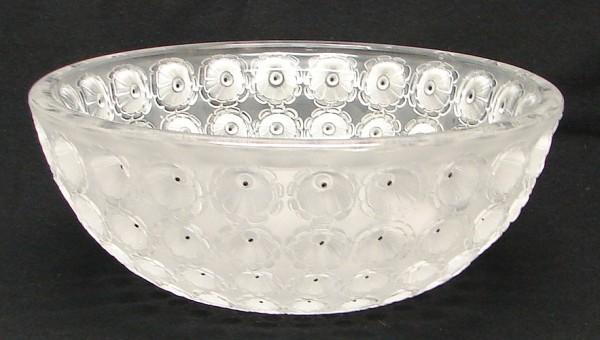 Appraisal: Lalique bowl features floral motif with graduated bands of flowers