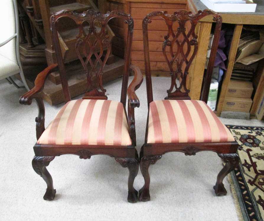 Appraisal: A SET OF SIX CHIPPENDALE STYLE MAHOGANY DINING CHAIRS the