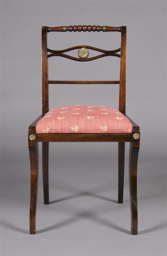 Appraisal: A Regency Mahogany Parcel Gilt Side Chair Height inches