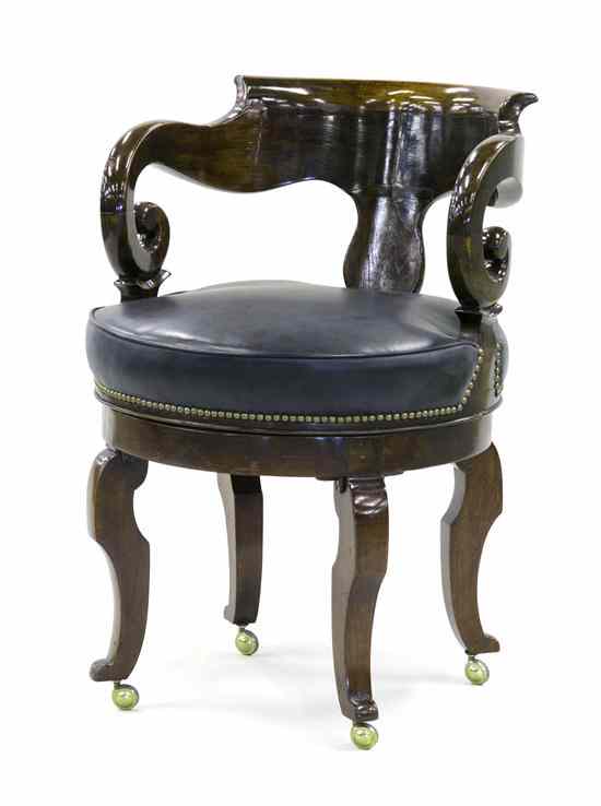 Appraisal: An American Empire Mahogany Barrel Back Corner Chair the rounded