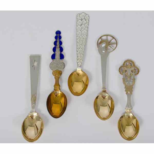 Appraisal: Danish Sterling Spoons Danish th century Five commemorative sterling silver