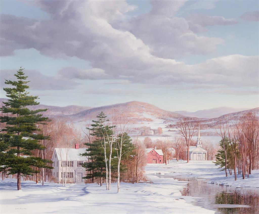 Appraisal: CARL WUERMER American - Village in Winter oil on canvas