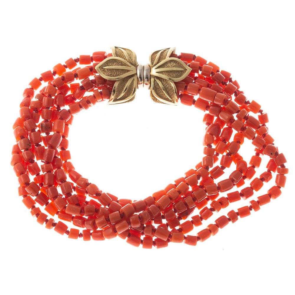 Appraisal: A Coral Beaded Bracelet with K Clasp strand bracelet with