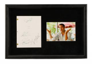 Appraisal: Entourage Script with Cast Signatures A framed script from the