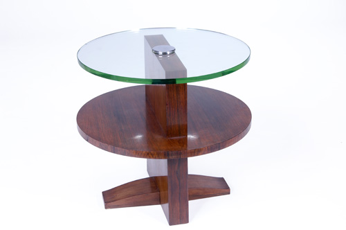 Appraisal: E JACQUEMIN Coffee table with chrome and plate glass top