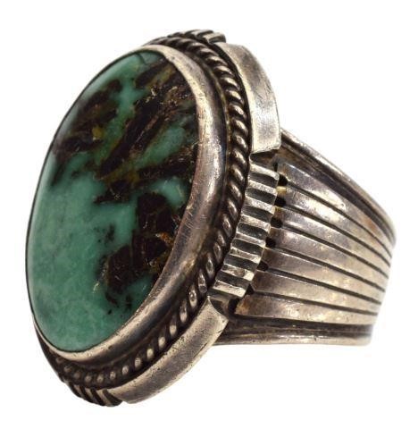 Appraisal: Gents Native American sterling silver and turquoise ring Will Denetdale