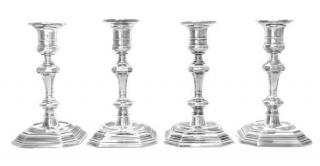 Appraisal: A Set of Four English Silver Candlesticks Walter H Wilson