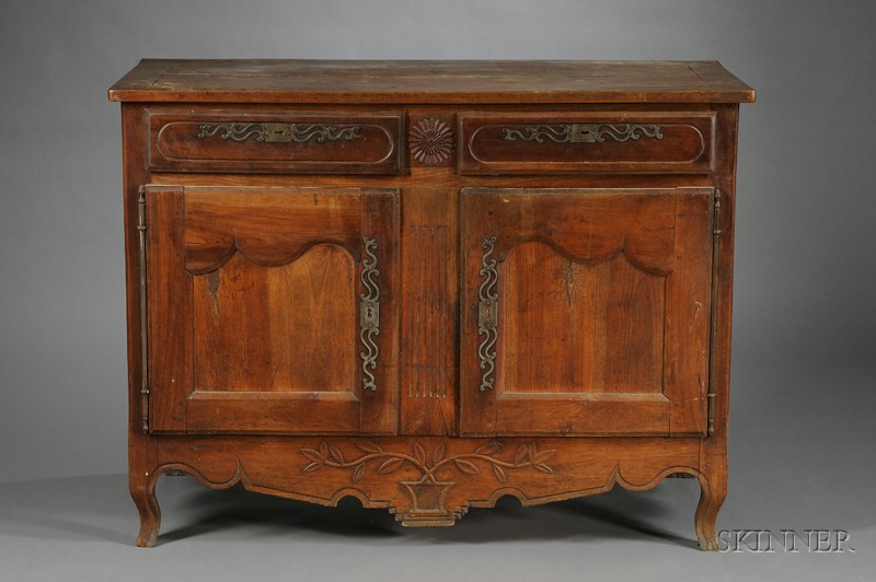 Appraisal: French Provincial Fruitwood Two-door Sideboard th century rectangular top and