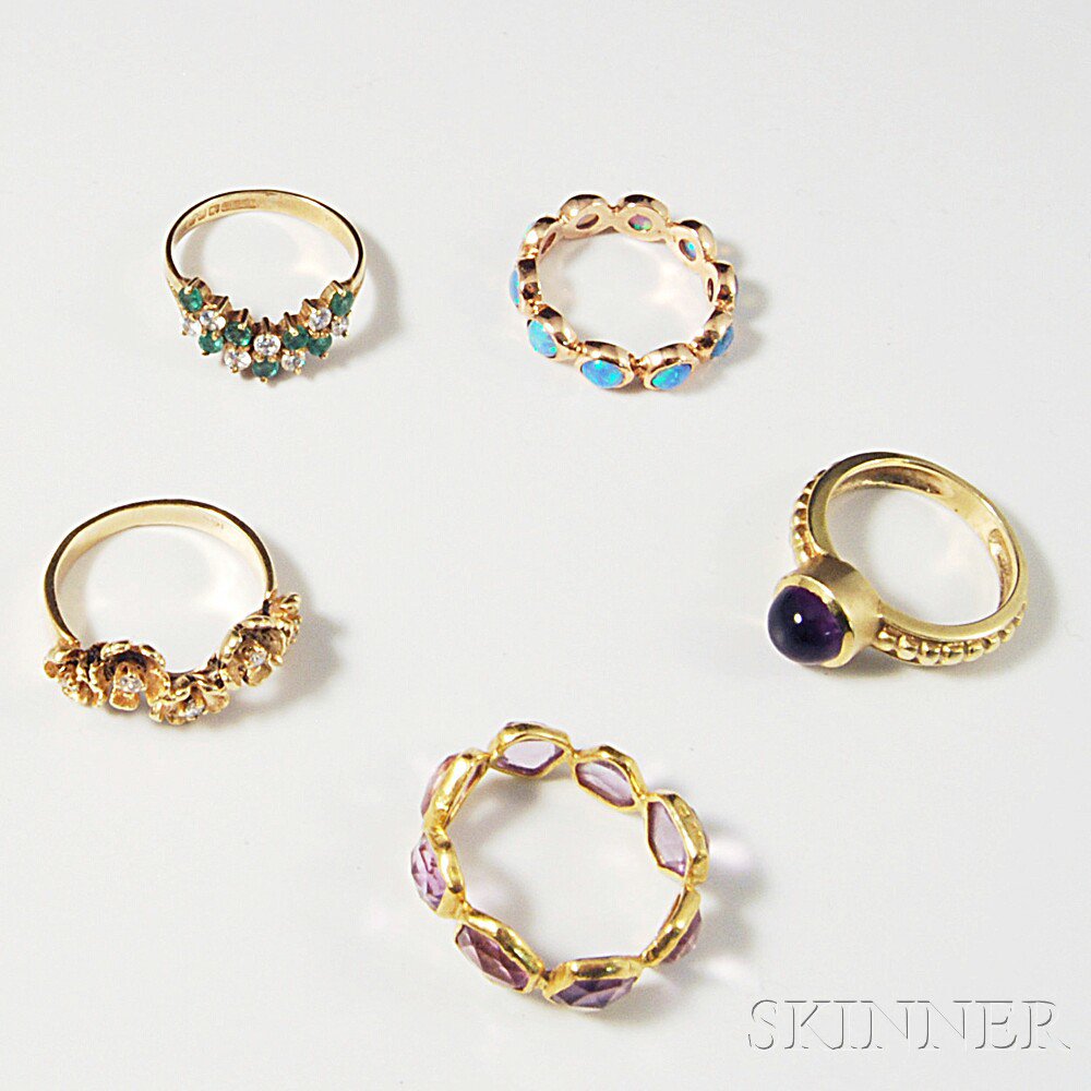 Appraisal: Five Gold Band Rings two kt two kt and an