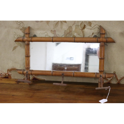 Appraisal: Antique French faux bamboo mirror with coat hooks approx cm