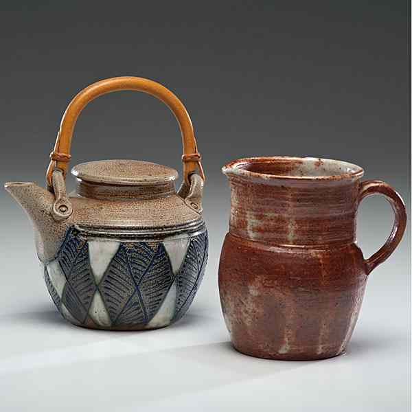 Appraisal: Barbara Haring USA Teapot and Pitcher Stoneware ht wd dp