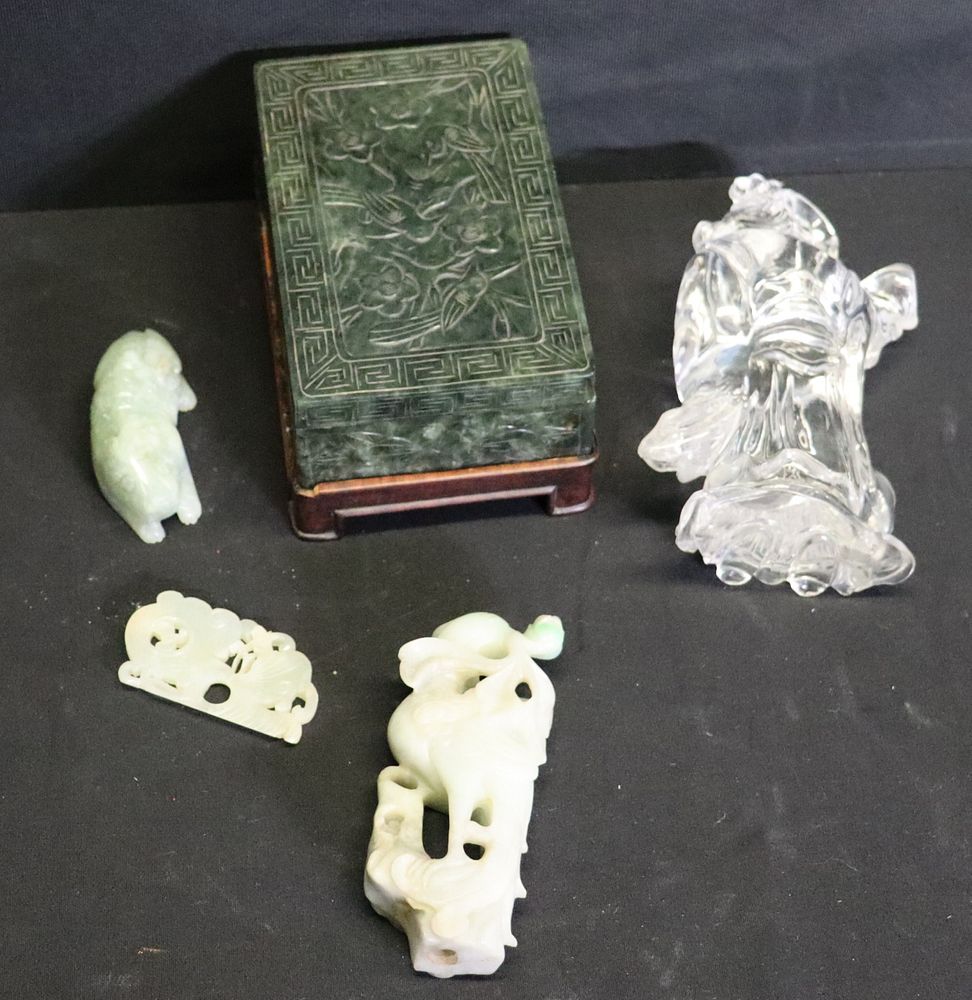 Appraisal: Jade Hardstone And Crystal Grouping From a Lexington Ave NYC