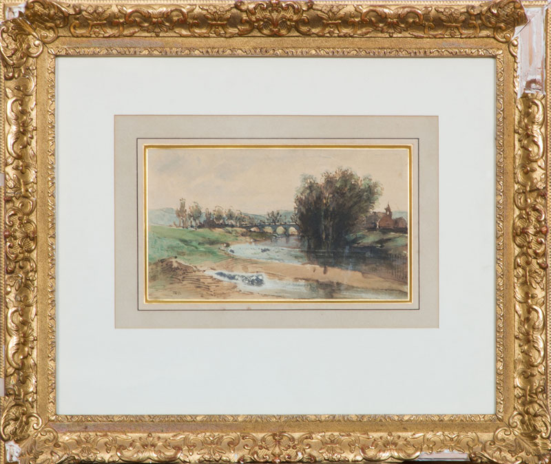 Appraisal: ATTRIBUTED TO THEODORE ROUSSEAU - LANDSCAPE Ink and watercolor on