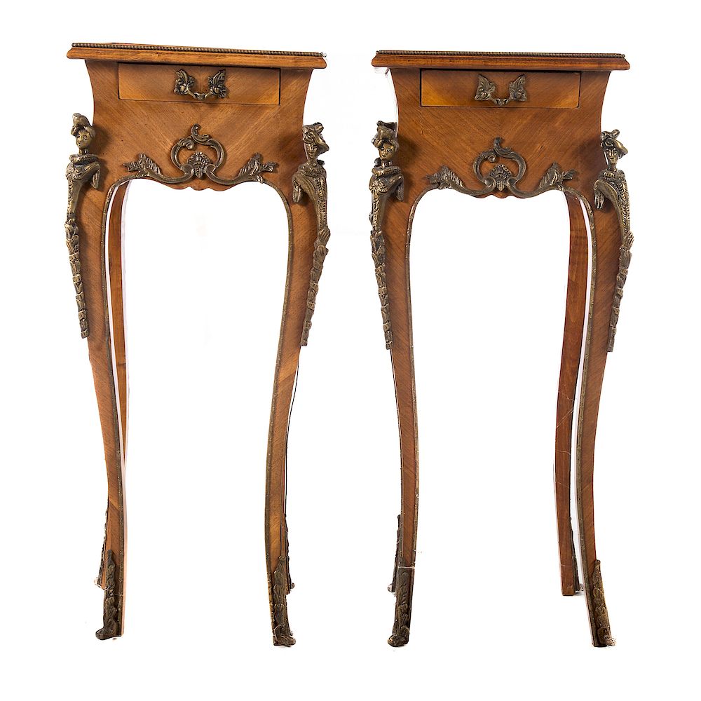 Appraisal: Pair Louis XIV Style Side Tables th century each with