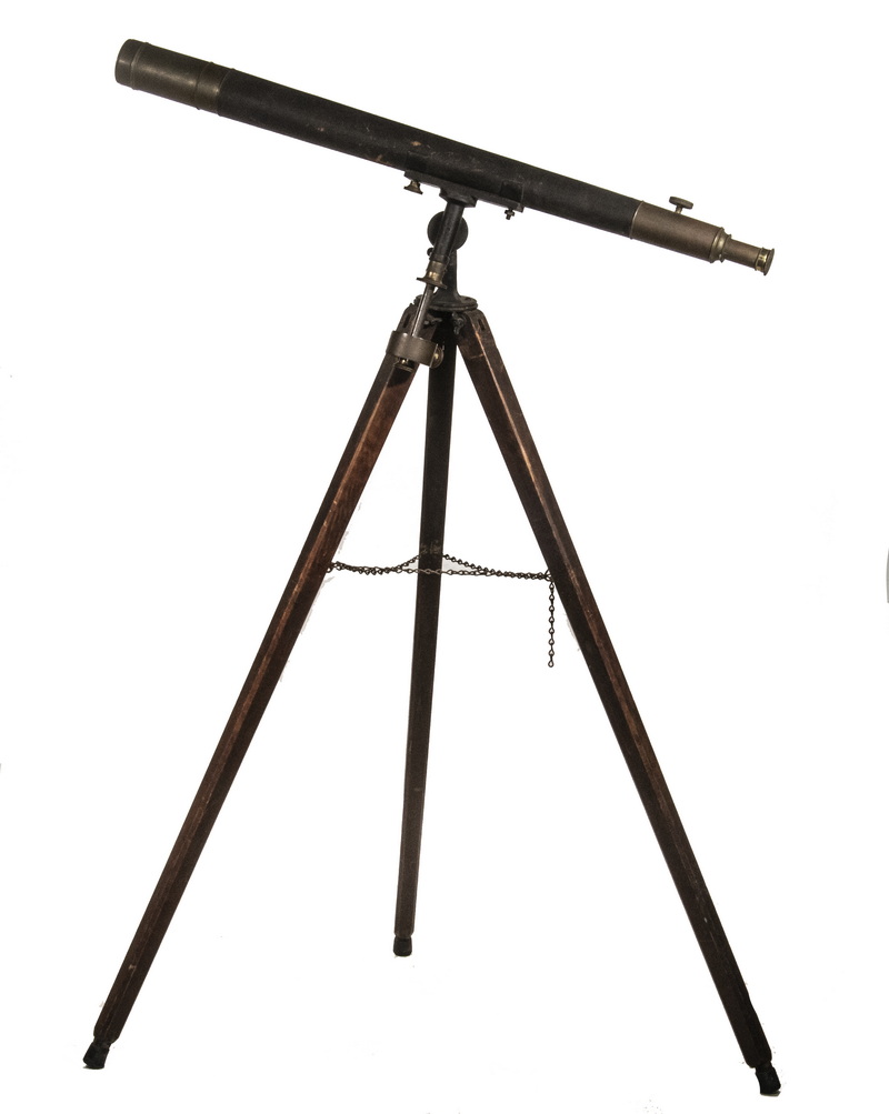 Appraisal: TH C CELESTIAL TELESCOPE WITH TRIPOD Leather Wrapped Brass Scope