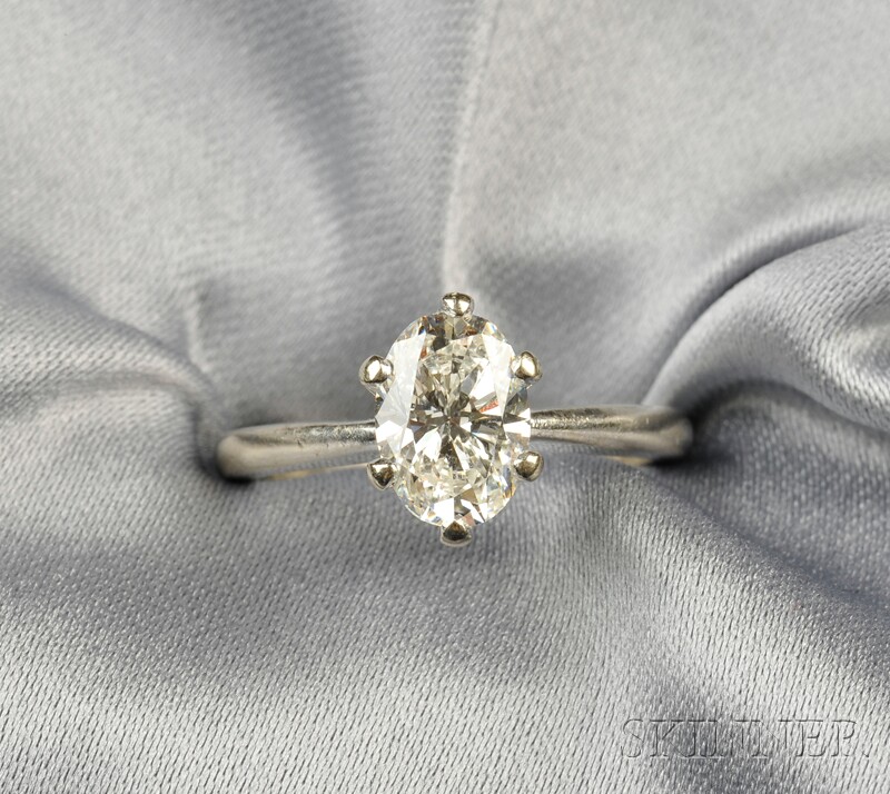 Appraisal: Diamond Solitaire set with an oval-cut diamond weighing approx cts