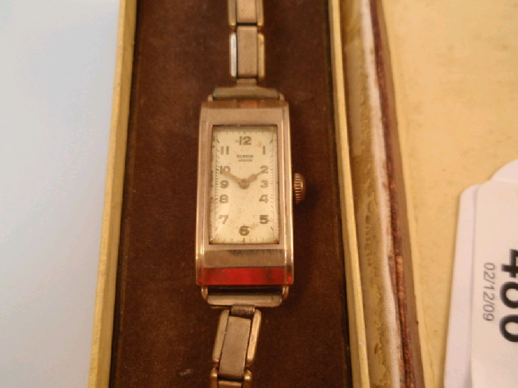 Appraisal: A ladies gold cased wristwatch by J W Benson