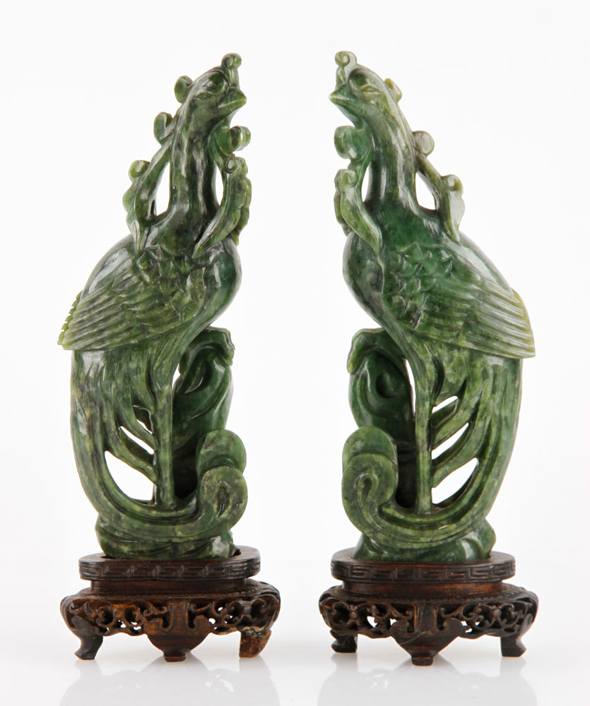 Appraisal: - Pair of Hard Stone Birds Pair of birds hard