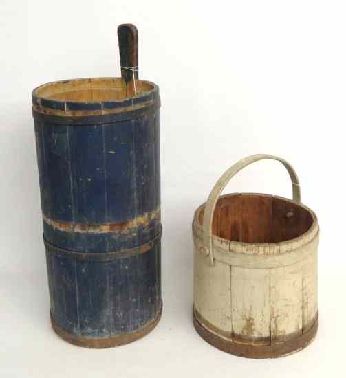 Appraisal: Lot including th c firkin in old paint ' Ht