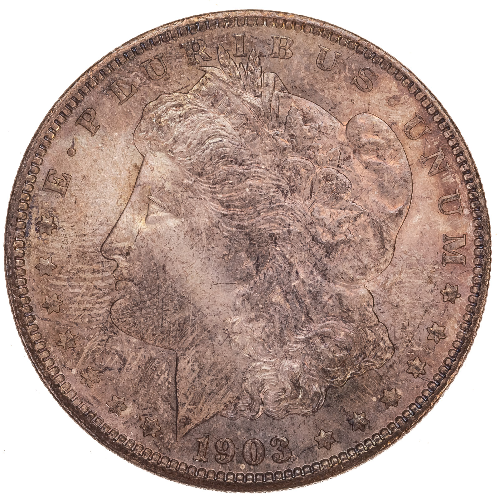 Appraisal: -O MORGAN DOLLAR AU Subtle envelope toning on both sides