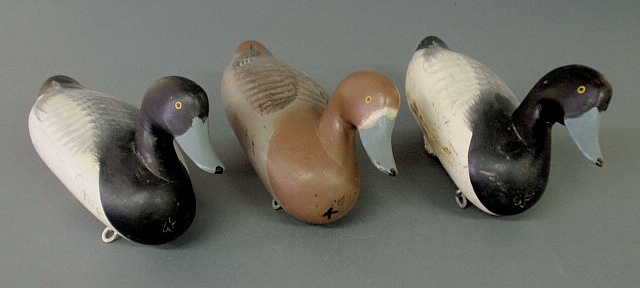 Appraisal: Three carved decoys c s made by David Kay West