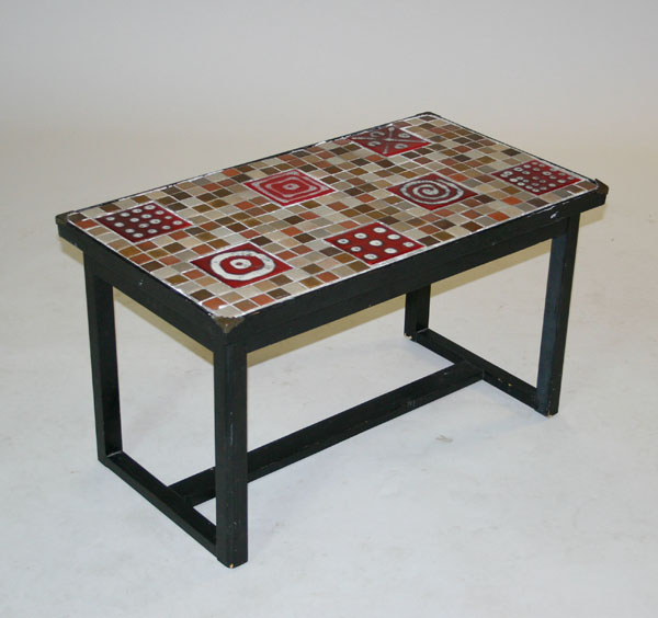 Appraisal: Modern design table with mosaic top painted wooden table the