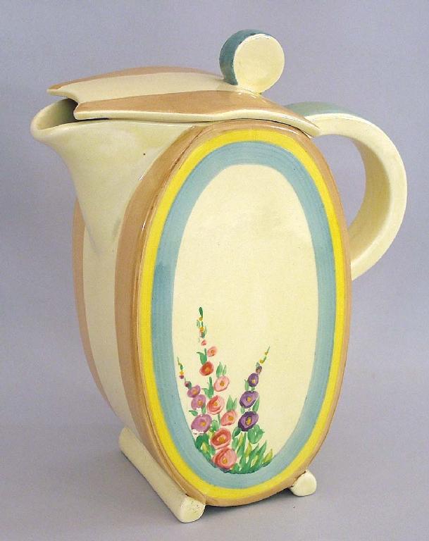 Appraisal: Hollyhocks' Bonjour coffee pot and cover unusual design high