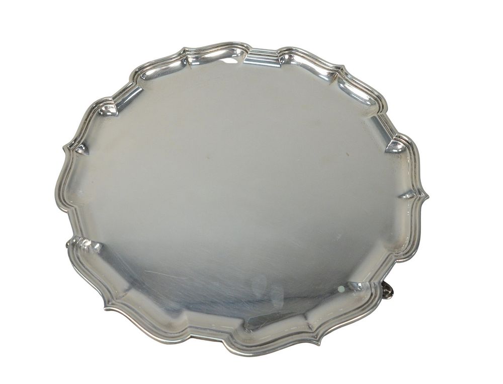 Appraisal: English Silver Salver with shaped top on cabriole legs marked