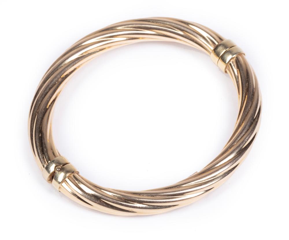 Appraisal: ITALIAN KT YELLOW GOLD TWIST BANGLE BRACELETItalian kt Yellow Gold