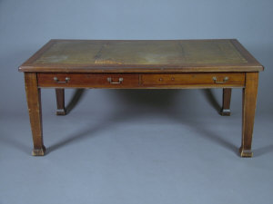 Appraisal: A mahogany partners desk early th century the tooled leather