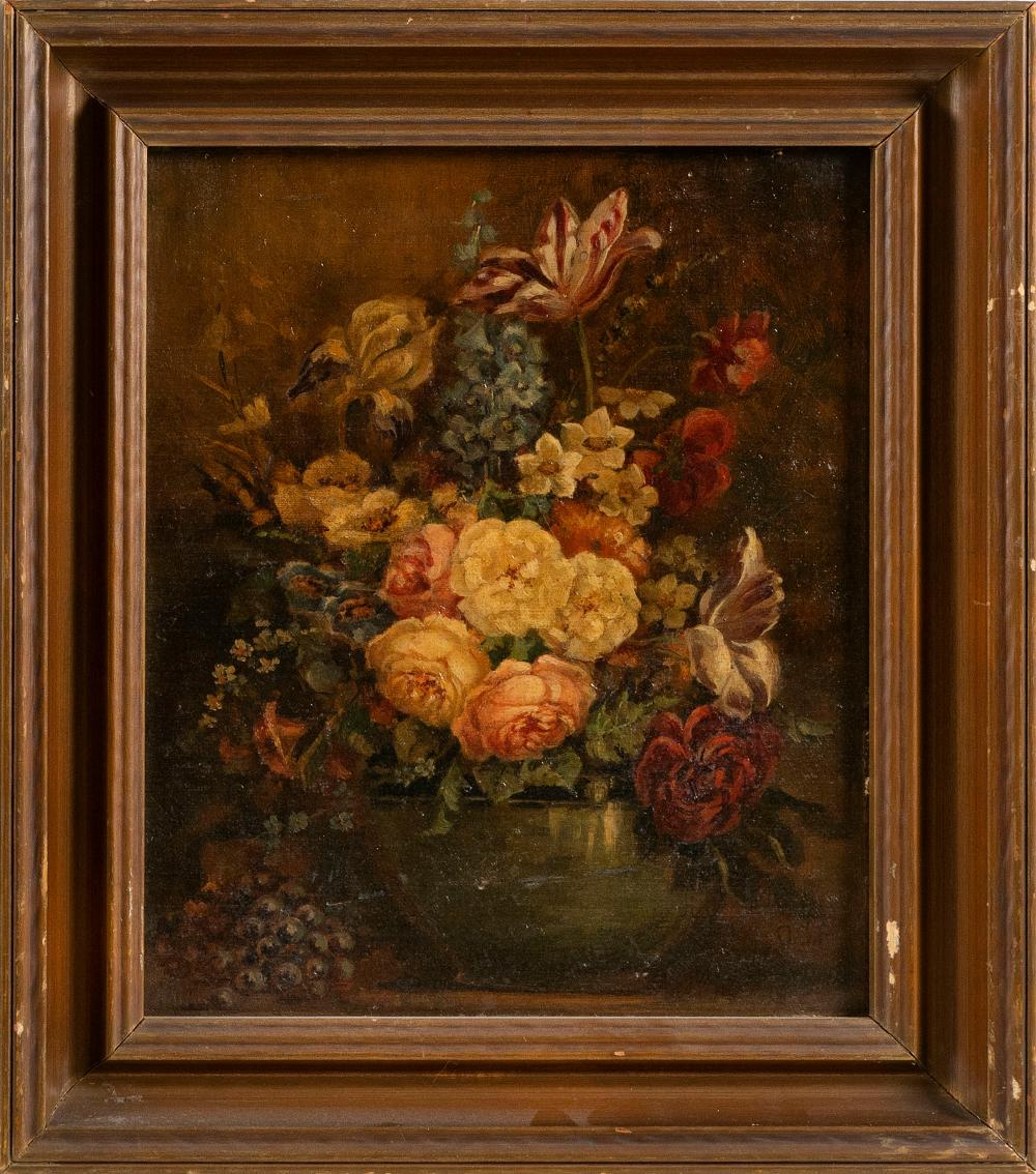 Appraisal: AMERICAN SCHOOL EARLY TH CENTURY FLORAL STILL LIFE OIL ON