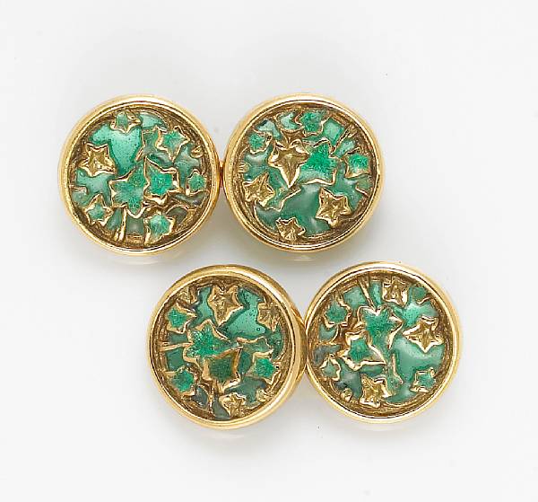 Appraisal: A pair of plique- -jour and champlev enamel and eighteen