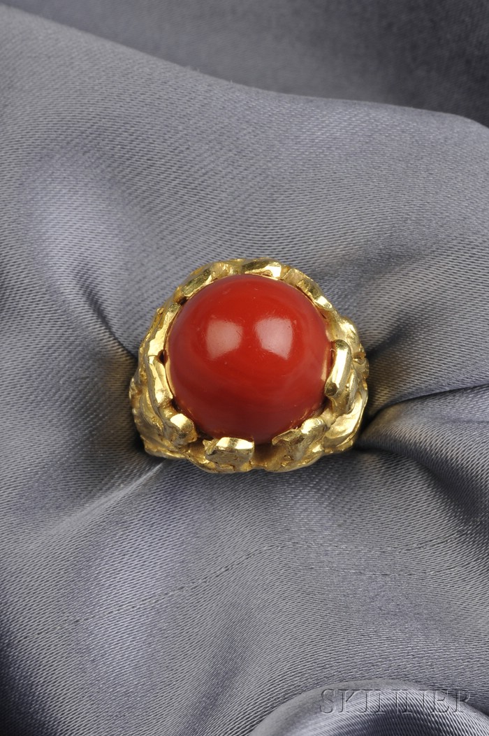 Appraisal: kt Gold and Coral Ring Cannilla Masenza Italy c one