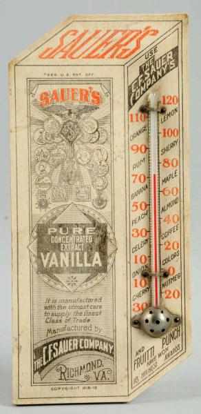 Appraisal: Circa Sauer's Small Wooden Thermometer Only light wear soiling fading