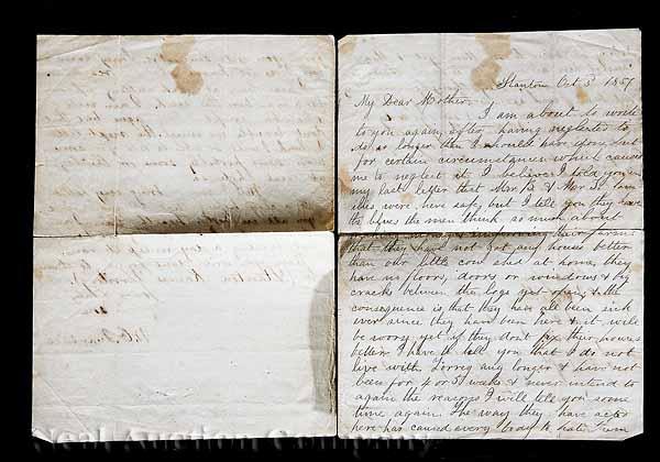 Appraisal: Autograph Letter Signed by William Clarke Quantrill to His Mother