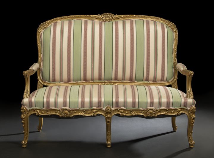 Appraisal: Louis XV-Style Giltwood Settee early th century the padded and