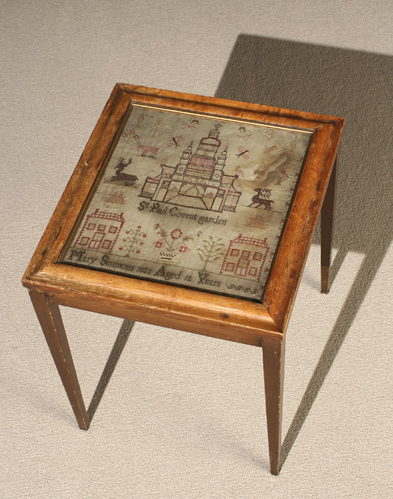 Appraisal: English Needlework Sampler Dated Depicting St Paul Covent Garden and