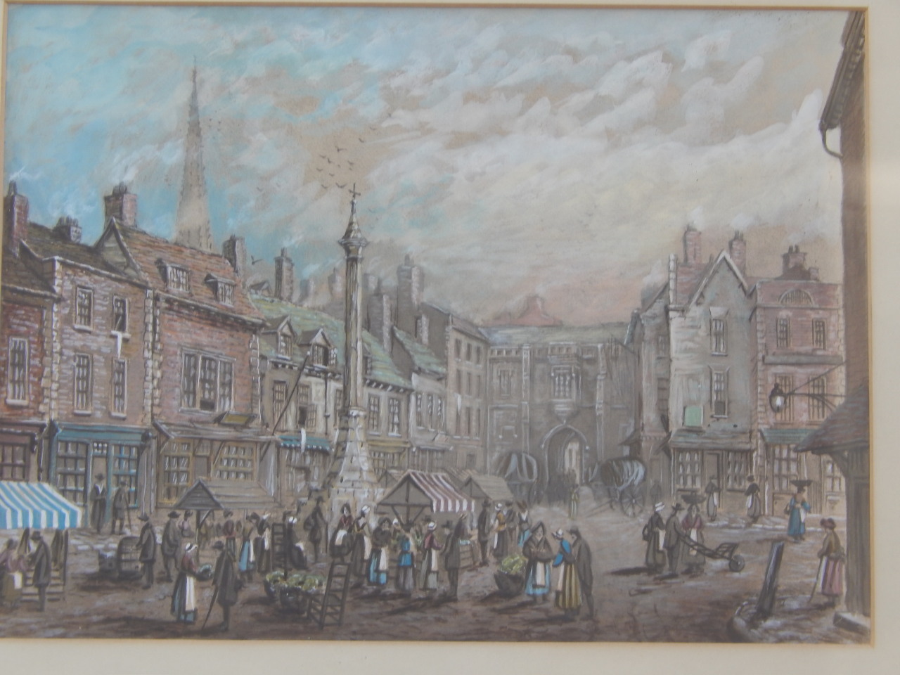 Appraisal: Late th thC School Market Place Grantham hand coloured print