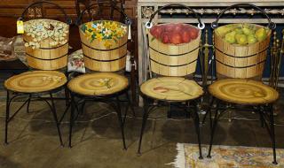 Appraisal: lot of Tole-peinte side chairs two decorated wtih baskets of